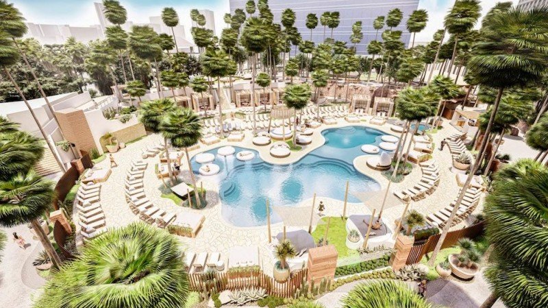 Virgin Hotels Las Vegas unveils details on outdoor pool and entertainment complex