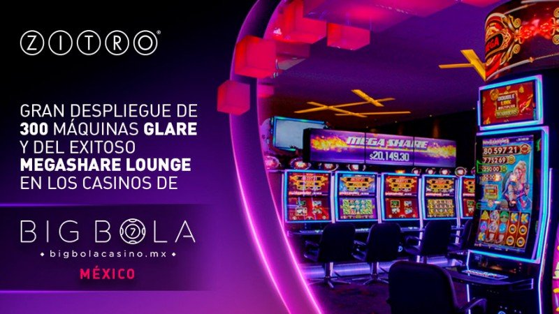 Zitro instaló 300 gabinetes Glare y el sistema progresivo Megashare Lounge en los casinos mexicanos de Big Bola