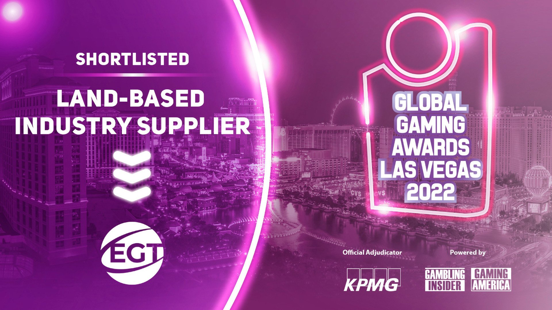Anuncian la nominación de EGT como Proveedor del Año en los GGA Las Vegas 2022