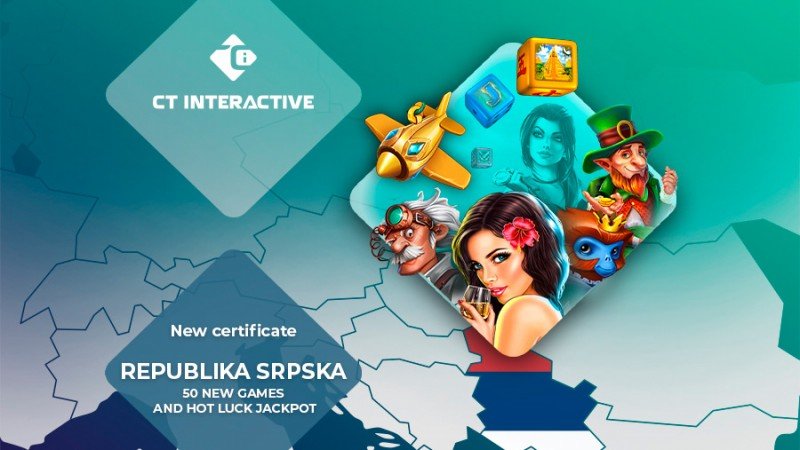 CT Interactive recibe un certificado para su juego Hot Luck Jackpot y 50 títulos de slots online en la República Srpska