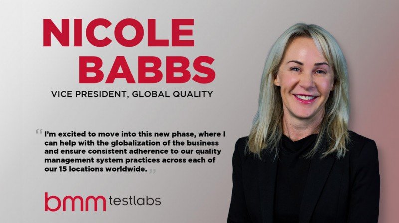 BMM Testlabs promotes executive Nicole Babbs to role of Vice President, Global Quality
