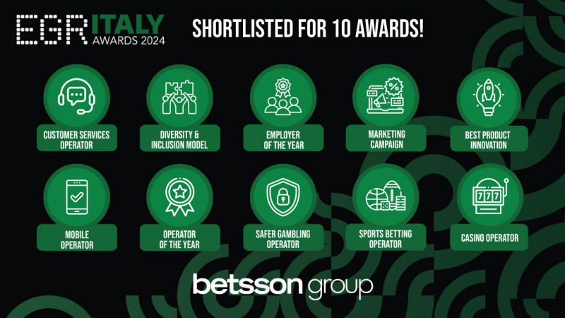 El Grupo Betsson y sus marcas para el mercado italiano fueron nominados en diez categorías de los EGR Italy Awards 2024