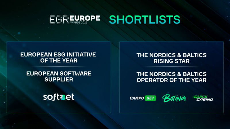 Soft2Bet nominated in six categories at EGR Europe Awards 2025